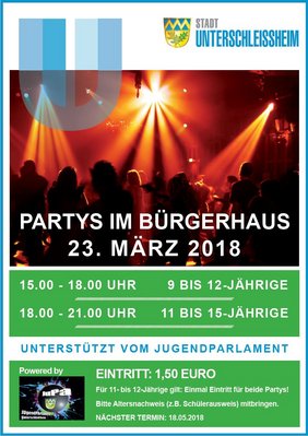 Bürgerhaus-Partys am 23. März 2018